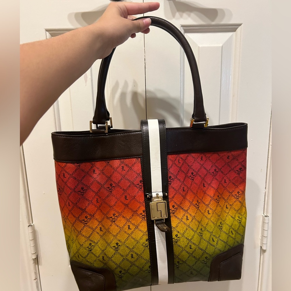 L.A.M.B. Gwen Stefani Rainbow Ombré Satchel Tote Bag Purse